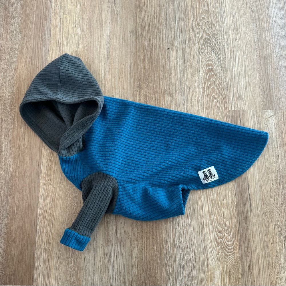 Melanzana Two Dog Night Blue and Gray Dog Hoodie Fleece Coat